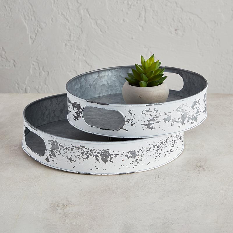 Metal Tray Set - Round - Bombay Mercantile