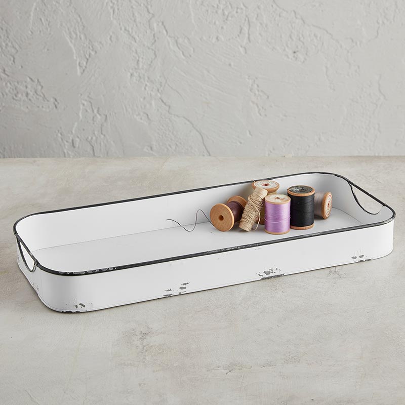 Metal Tray - Whitewash - Bombay Mercantile