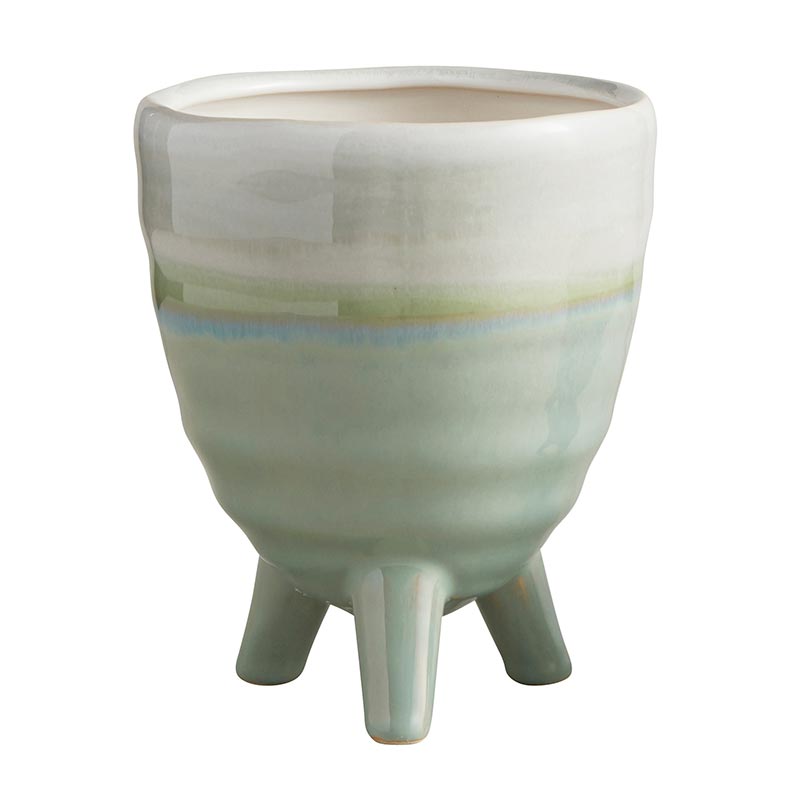 3 Leg Aqua Stone Pot - Bombay Mercantile