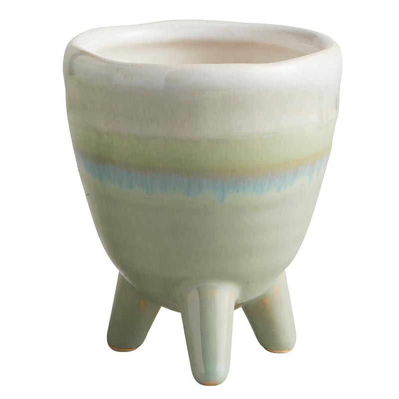 3 Leg Aqua Stone Pot - Bombay Mercantile