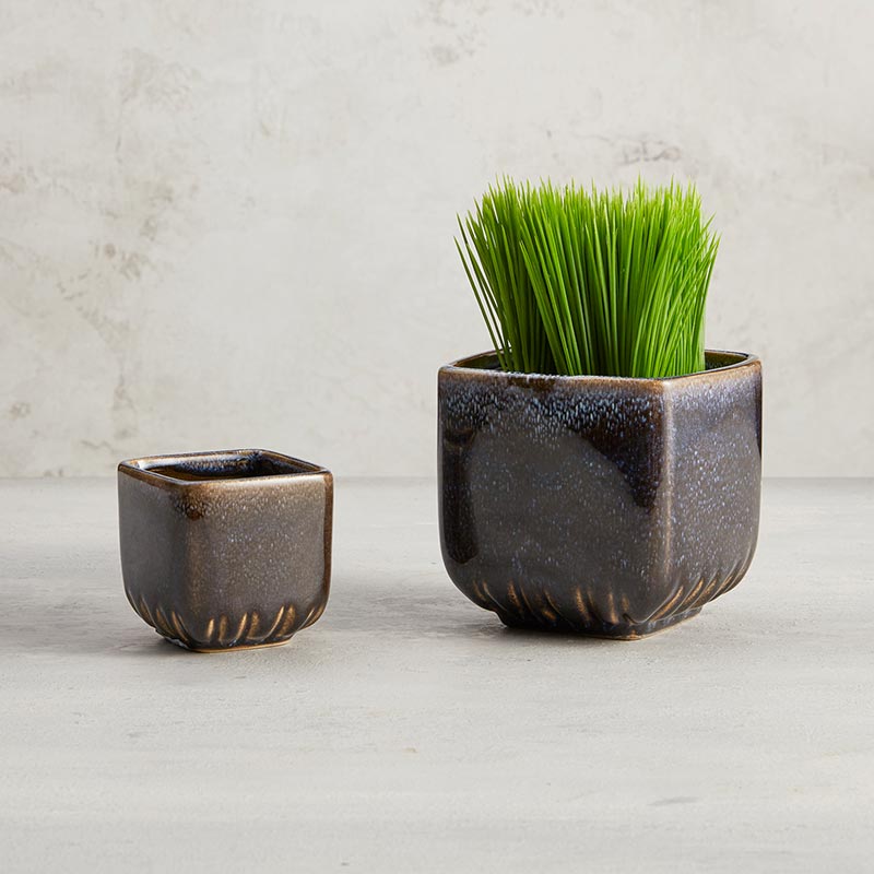 Navy Square Pot - Bombay Mercantile