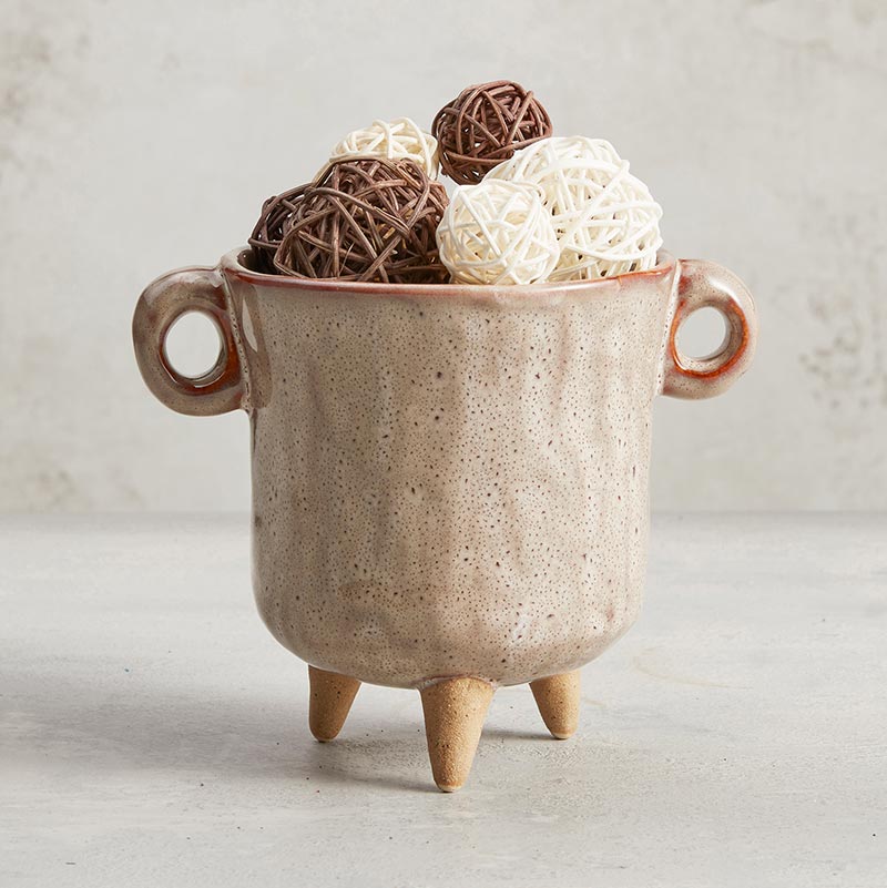 Tan Vase with Handles - Bombay Mercantile