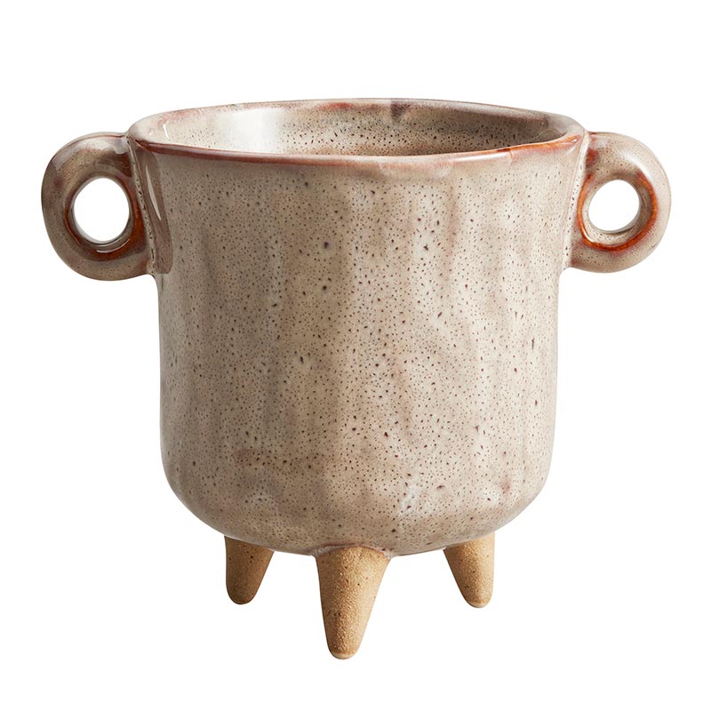 Tan Vase with Handles - Bombay Mercantile