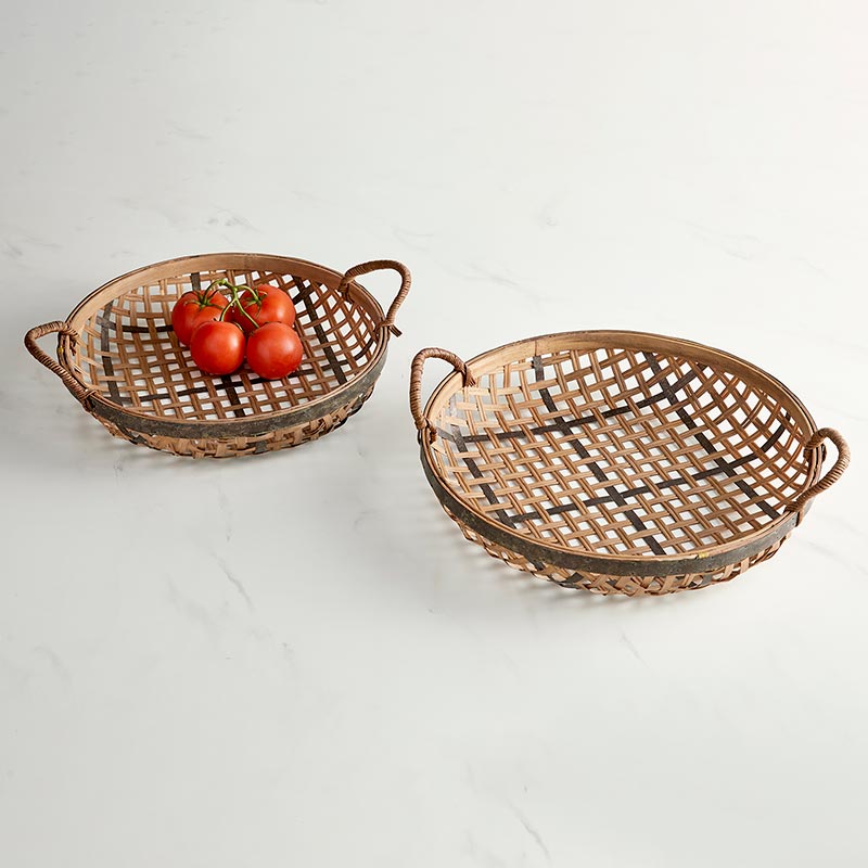 Round Basket with Handles Set - Bombay Mercantile