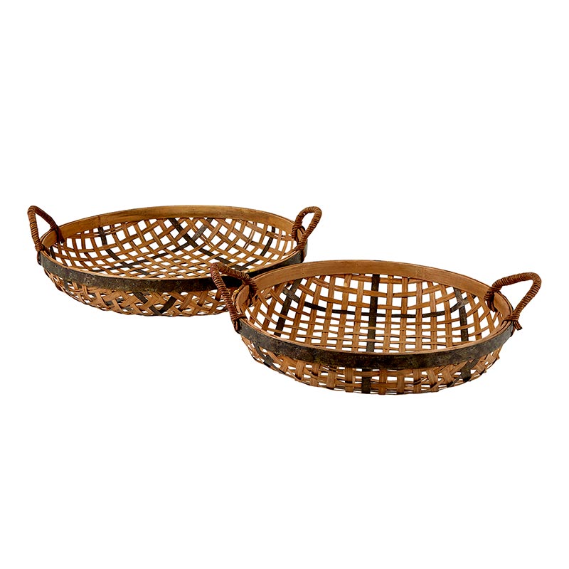 Round Basket with Handles Set - Bombay Mercantile
