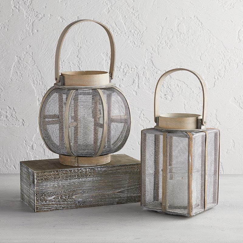Wood and Wire Lantern - Bombay Mercantile
