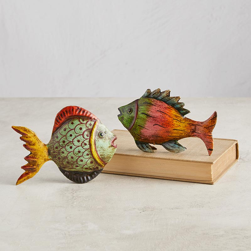 Metal Décor - Distressed Fish Set - Bombay Mercantile