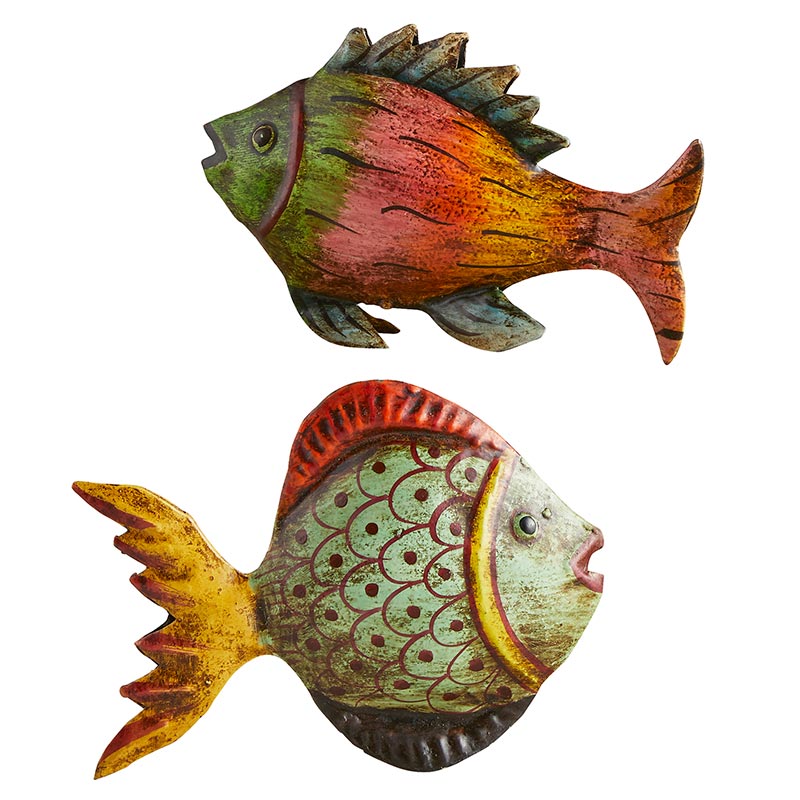 Metal Décor - Distressed Fish Set - Bombay Mercantile
