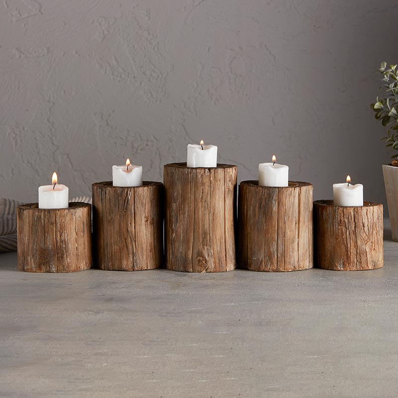 Bark Candle Holder, Set of 2 - Bombay Mercantile