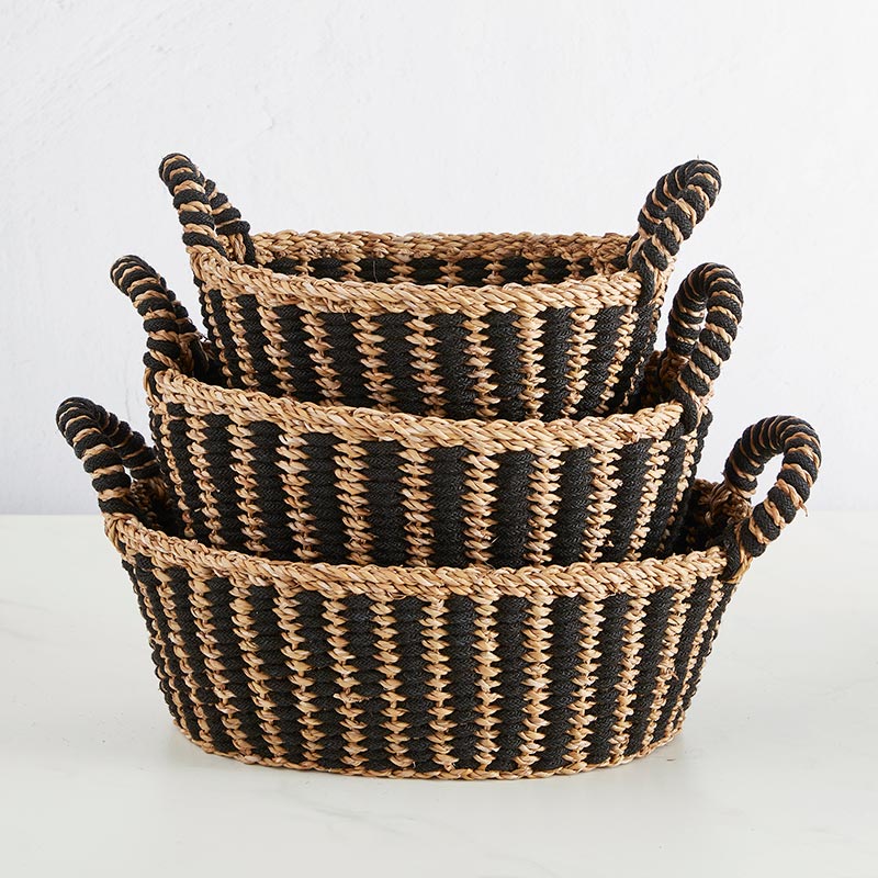 Oval Basket with Handle Set - Bombay Mercantile