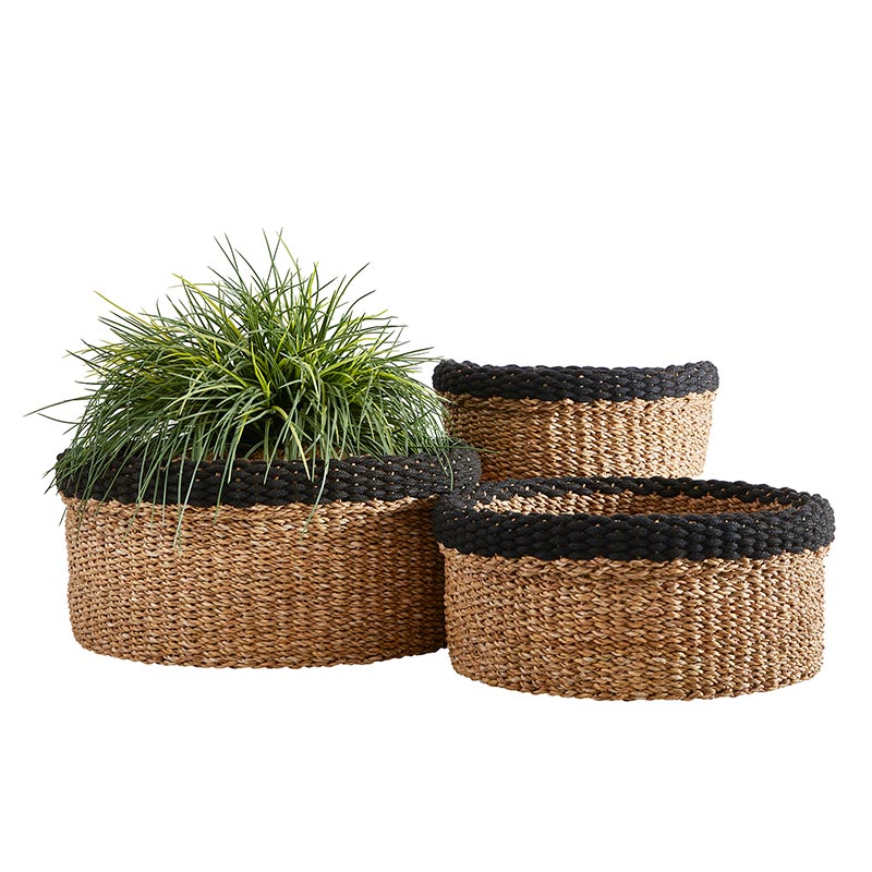 Cylinder Basket Set - Black Rim - Bombay Mercantile