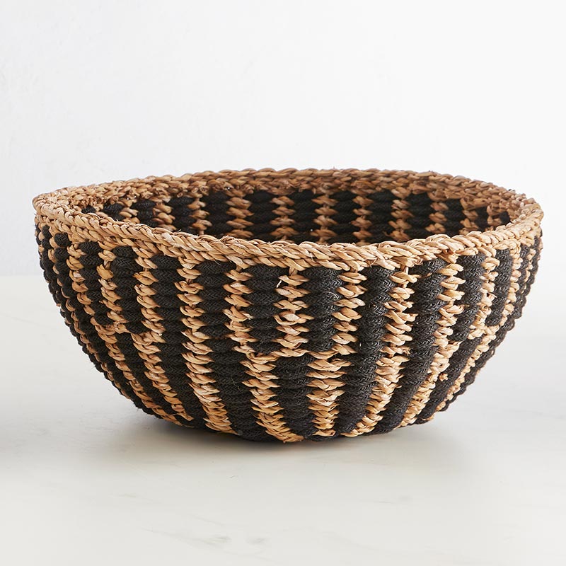 Bowl Basket Set - Black Stripe - Bombay Mercantile