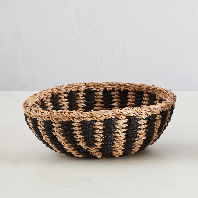 Bowl Basket Set - Black Stripe - Bombay Mercantile