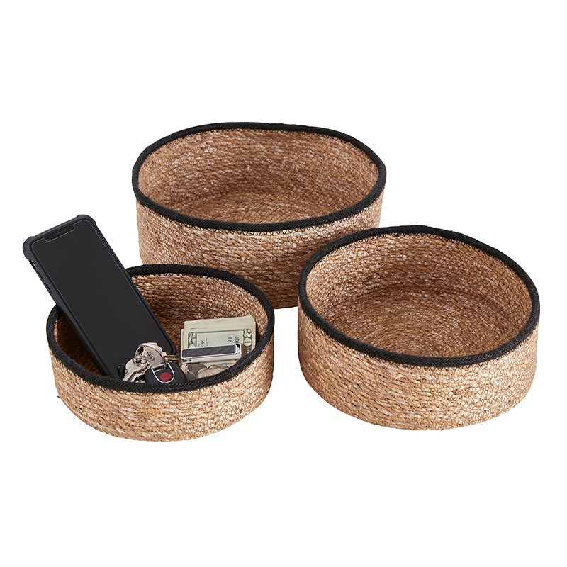 Round Basket Set - Black Rim - Bombay Mercantile