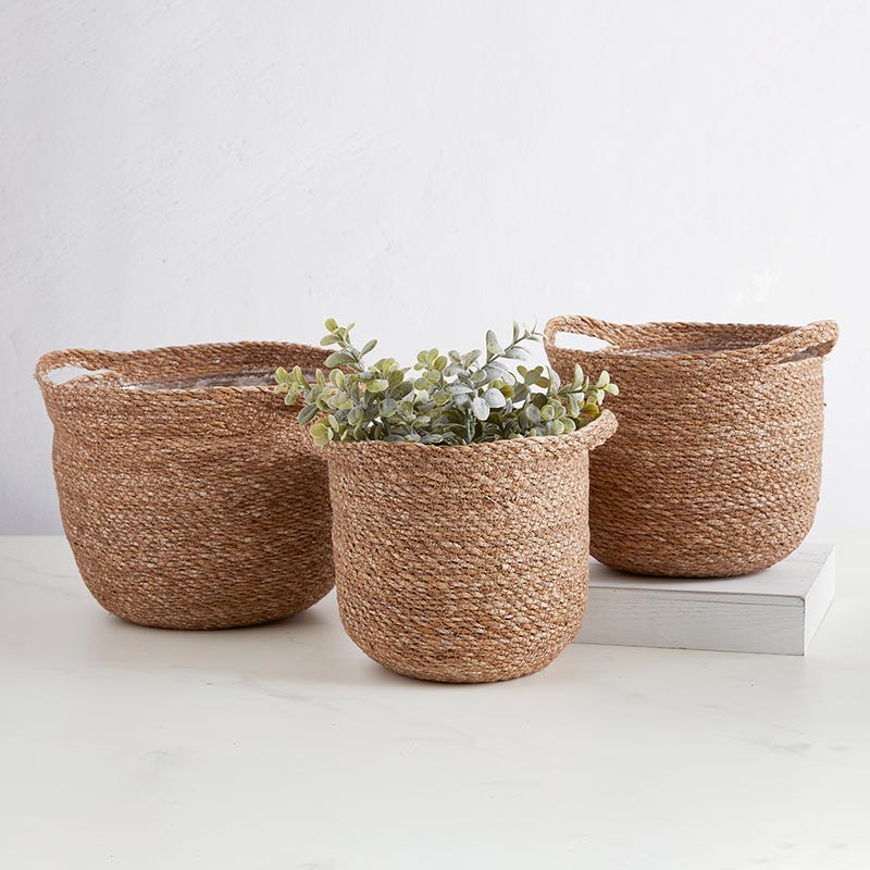 Round Cylinder with Handle Basket Set - Bombay Mercantile