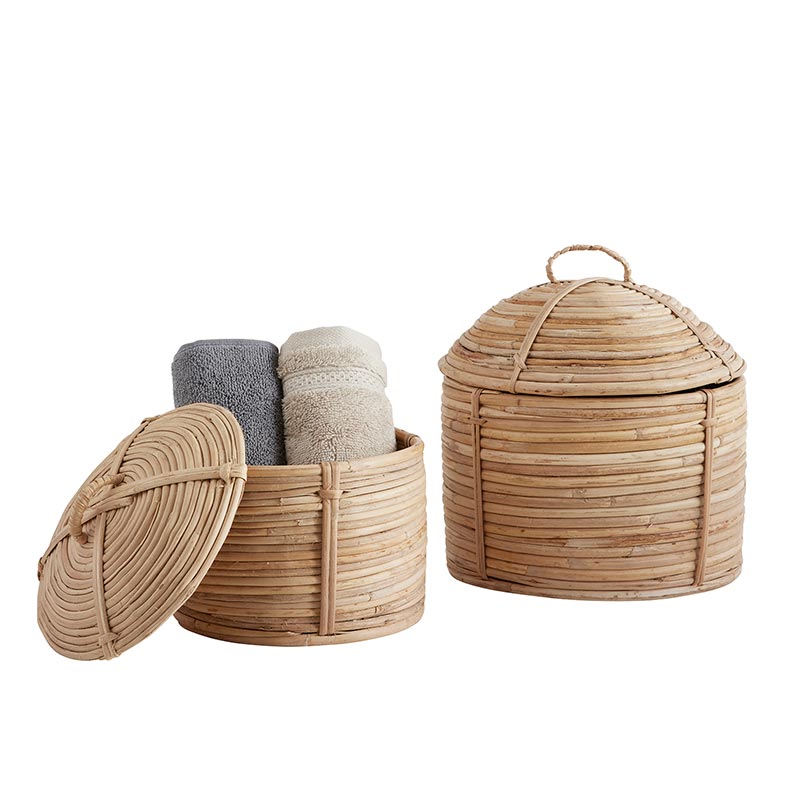 Rattan Box with Lid Set - Bombay Mercantile