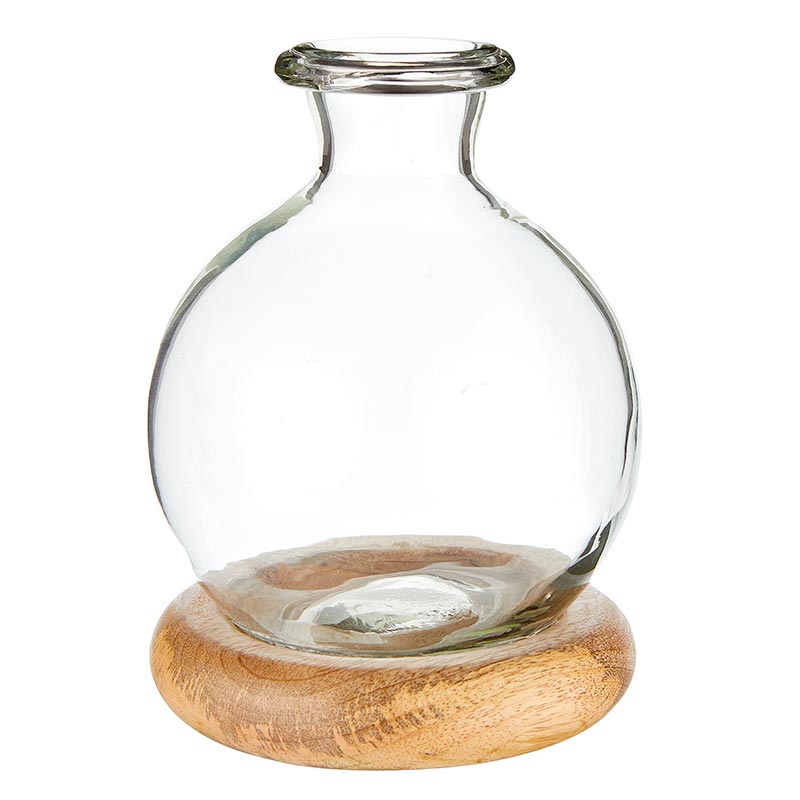 Bud Vase with Wood Base - Bombay Mercantile