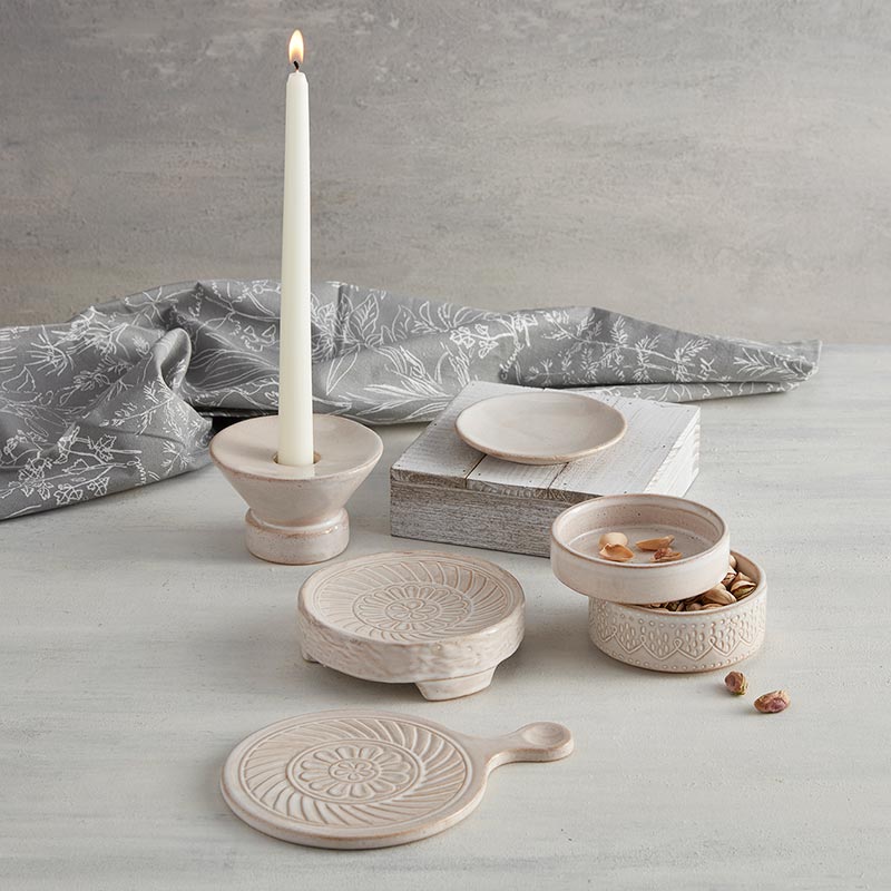 Stoneware Taper Holder - Bombay Mercantile