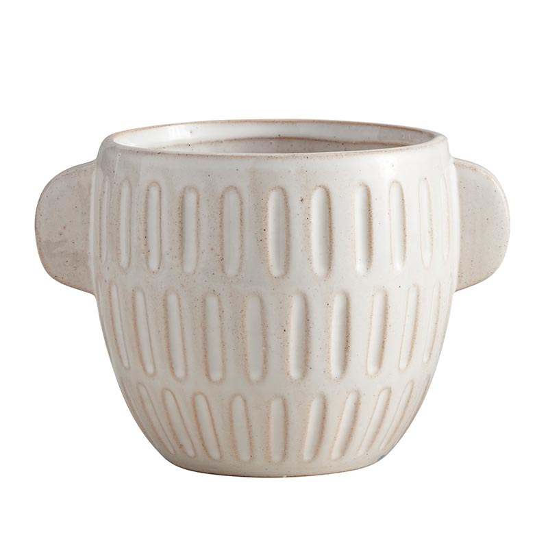 Embossed Stoneware Planter - Bombay Mercantile