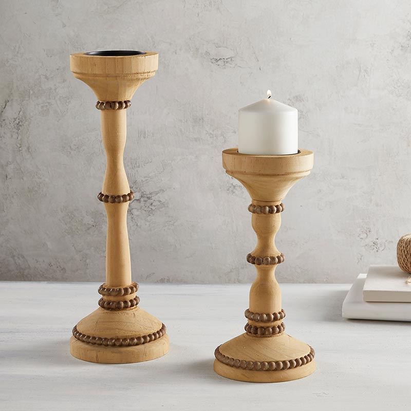 Wooden Candle Holder- Short/ Tall - Bombay Mercantile