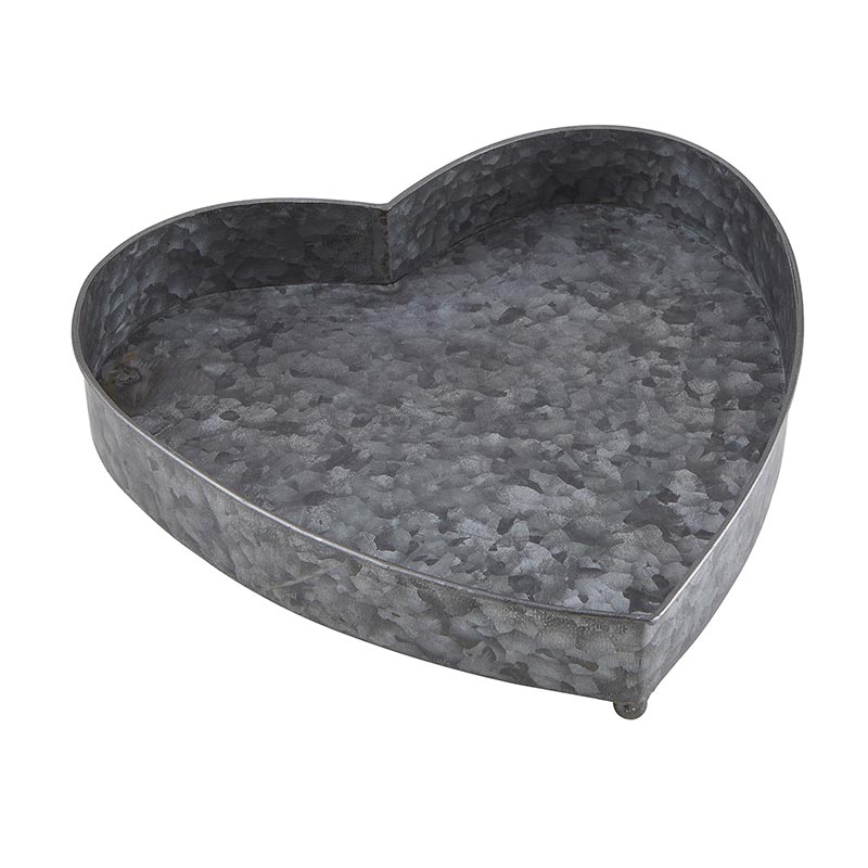 Heart Galvanized Tray - Set of 3 - Bombay Mercantile