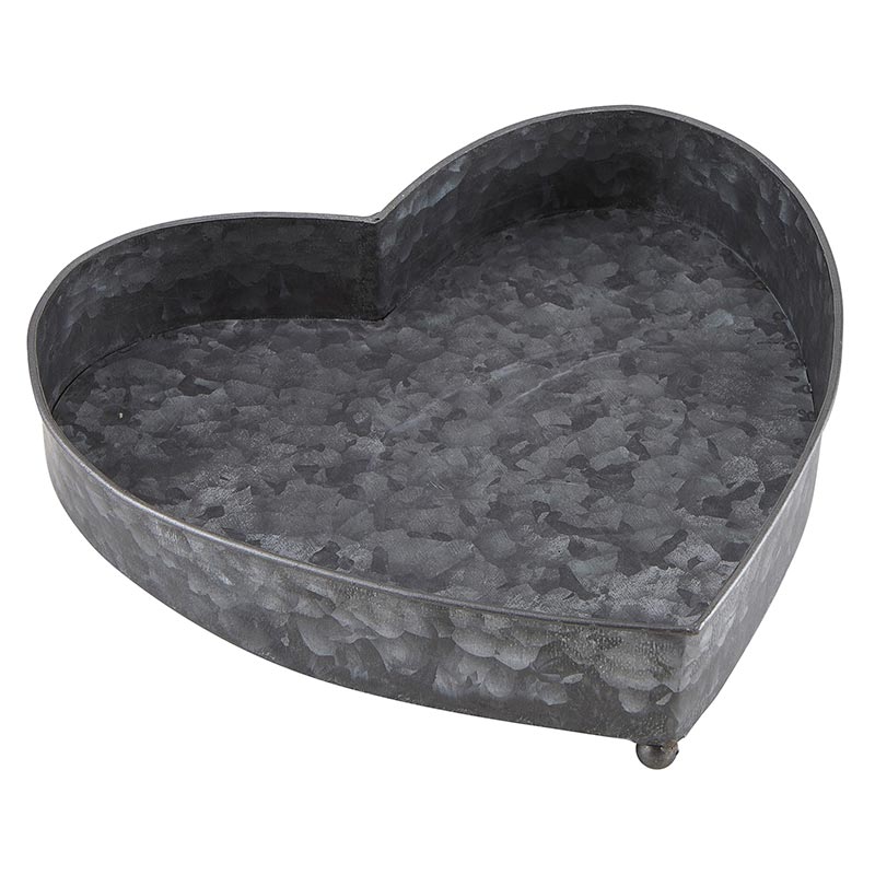 Heart Galvanized Tray - Set of 3 - Bombay Mercantile