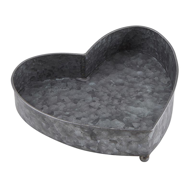 Heart Galvanized Tray - Set of 3 - Bombay Mercantile