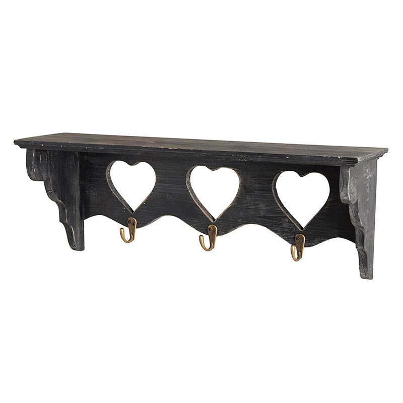 Wooden Heart 3-Hook Rack - Bombay Mercantile