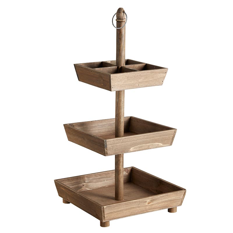 Wooden 3-Tier Stand - Rectangle - Bombay Mercantile