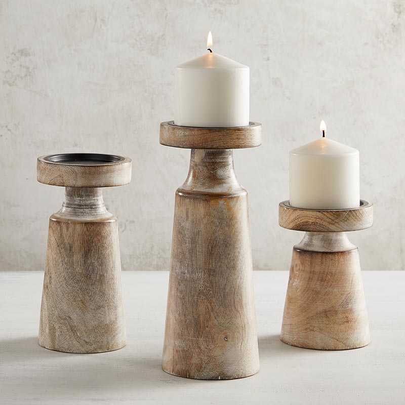 Mango Wood Candle Holder - Bombay Mercantile