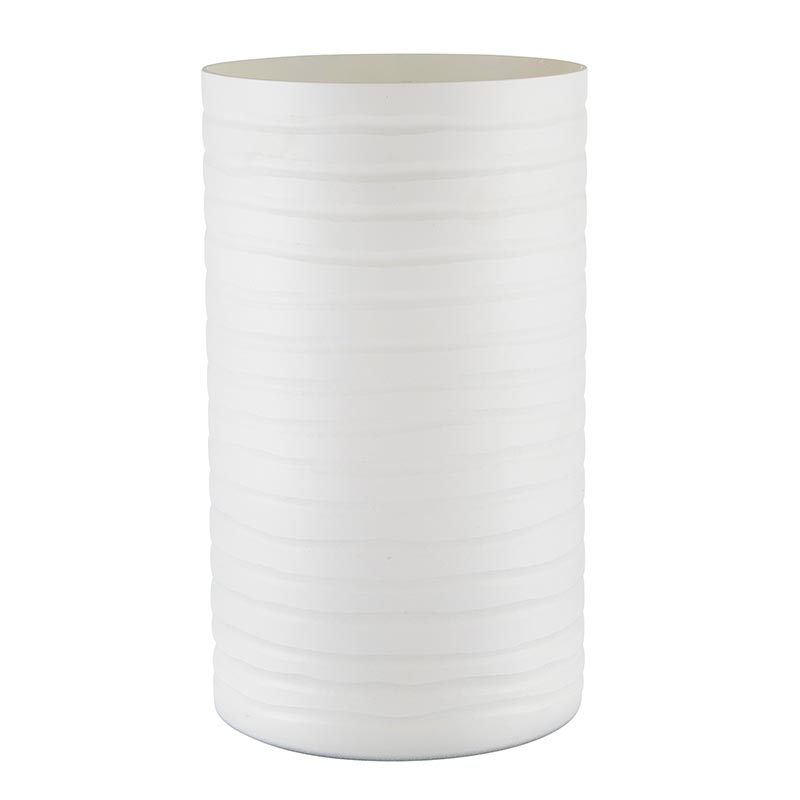 Matte White Stripes Vase - Bombay Mercantile