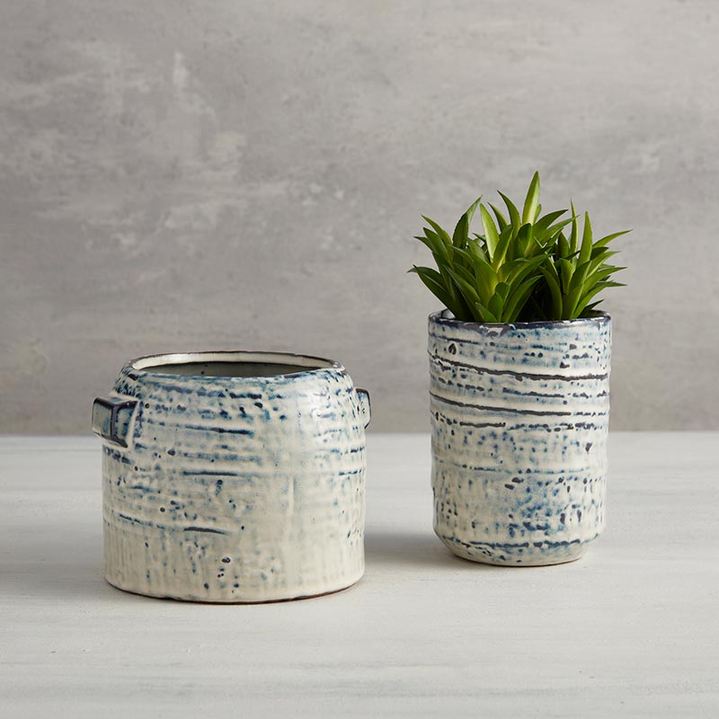 Vintage Blue Pot - Bombay Mercantile