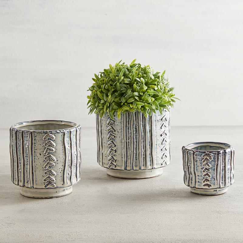 Blue Stone Textured Pot - Bombay Mercantile
