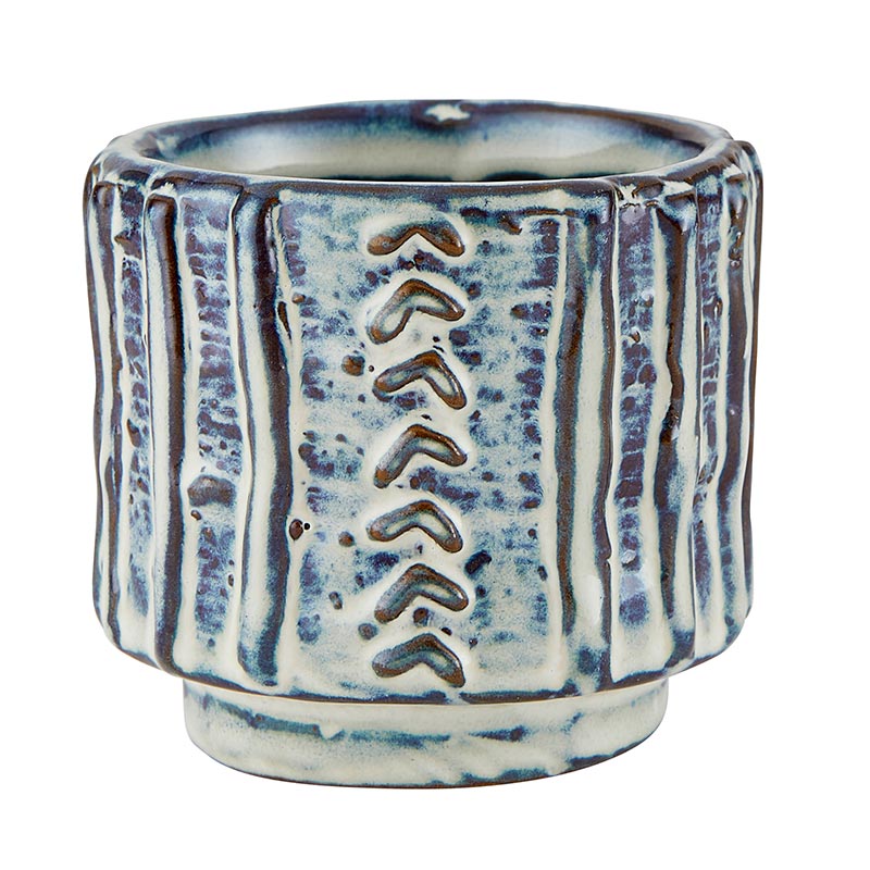 Blue Stone Textured Pot - Bombay Mercantile