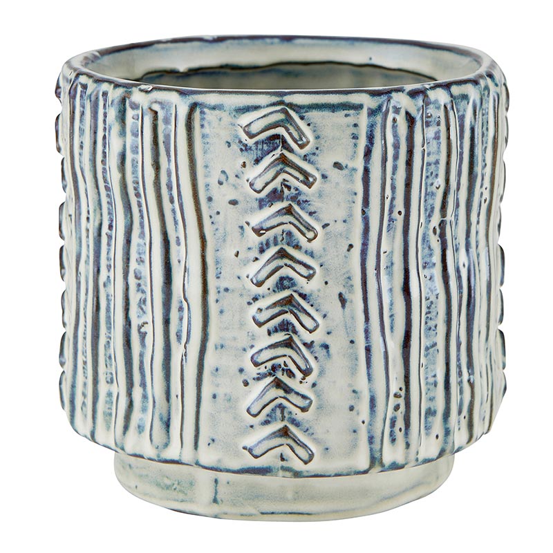 Blue Stone Textured Pot - Bombay Mercantile