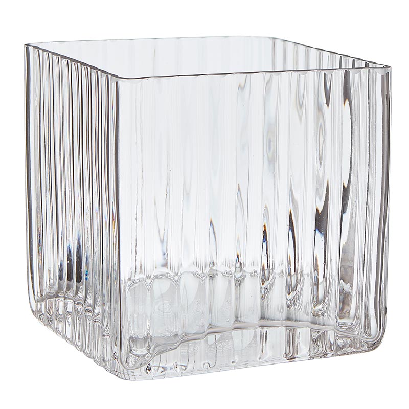 Square Clear Glass Vase - Small - Bombay Mercantile