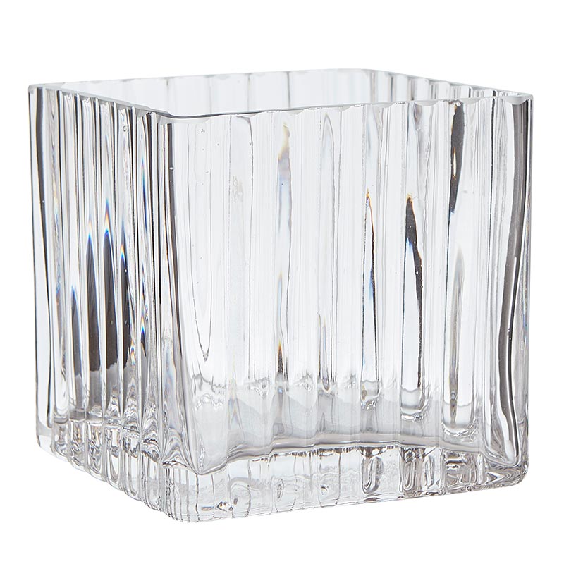Square Clear Glass Vase - Small - Bombay Mercantile