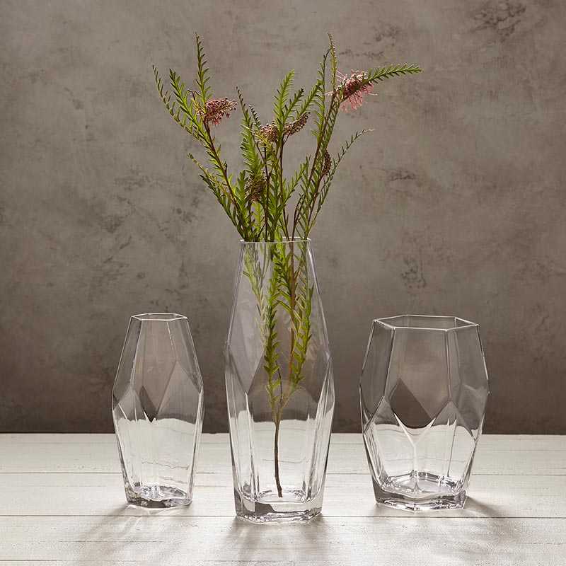 Hexagon Glass Vase - Bombay Mercantile