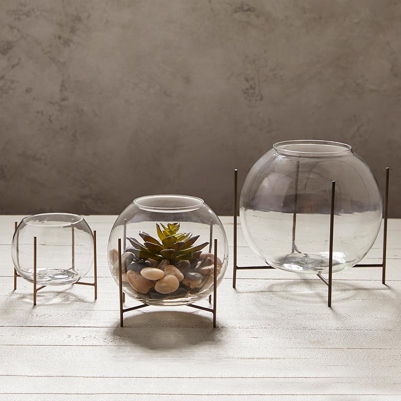 Round Glass Vase Holder - Bombay Mercantile