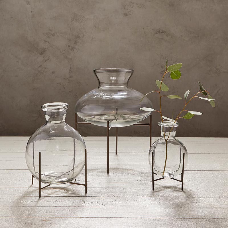 Bud Glass Vase with Holder - Bombay Mercantile