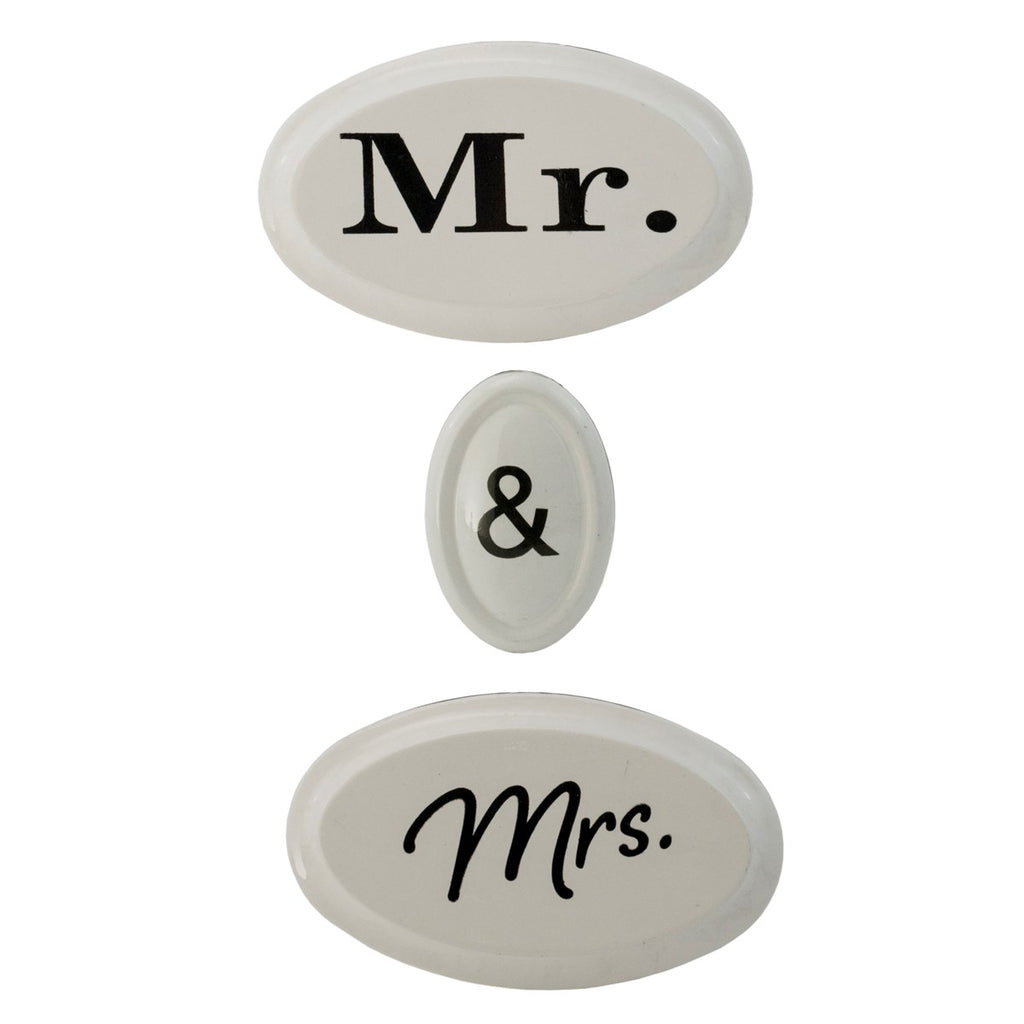 MR. & MRS. Enamelware metal sign set - Bombay Mercantile