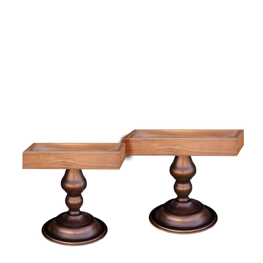 Metal wood risers, set of 2 - Bombay Mercantile