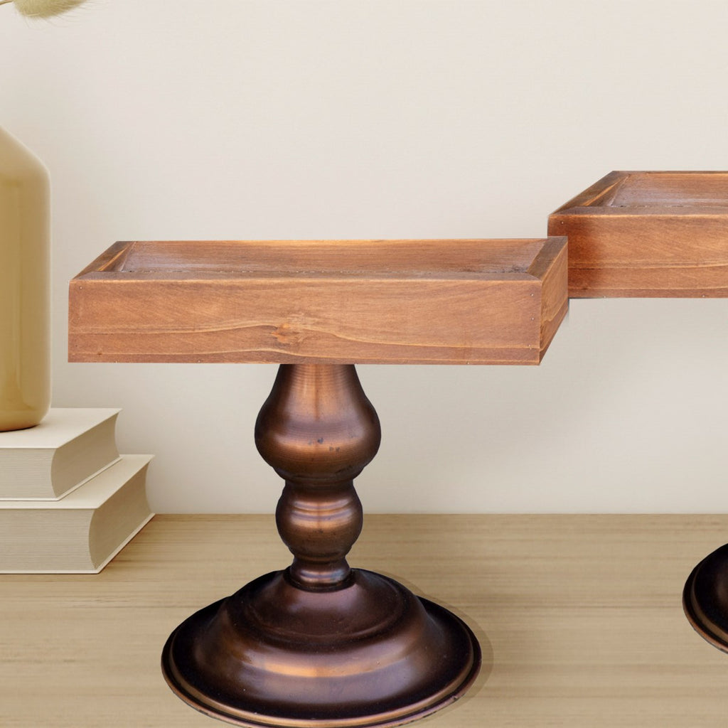 Metal wood risers, set of 2 - Bombay Mercantile