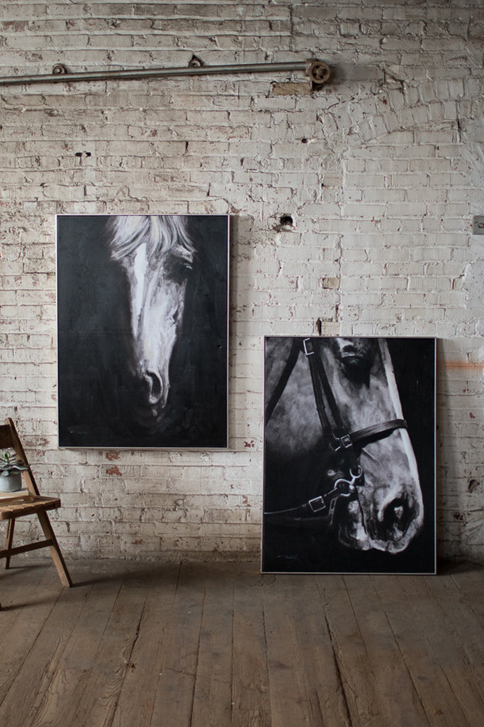 Painted black and white side horse - The Nifty Decor