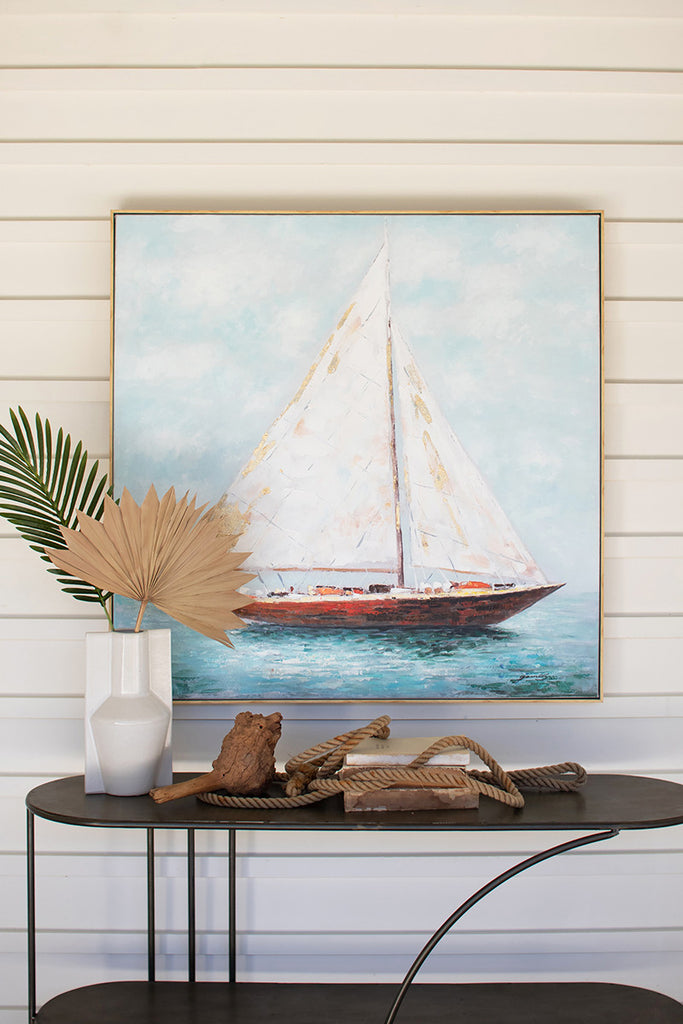 Framed sailboat oil painting - The Nifty Decor