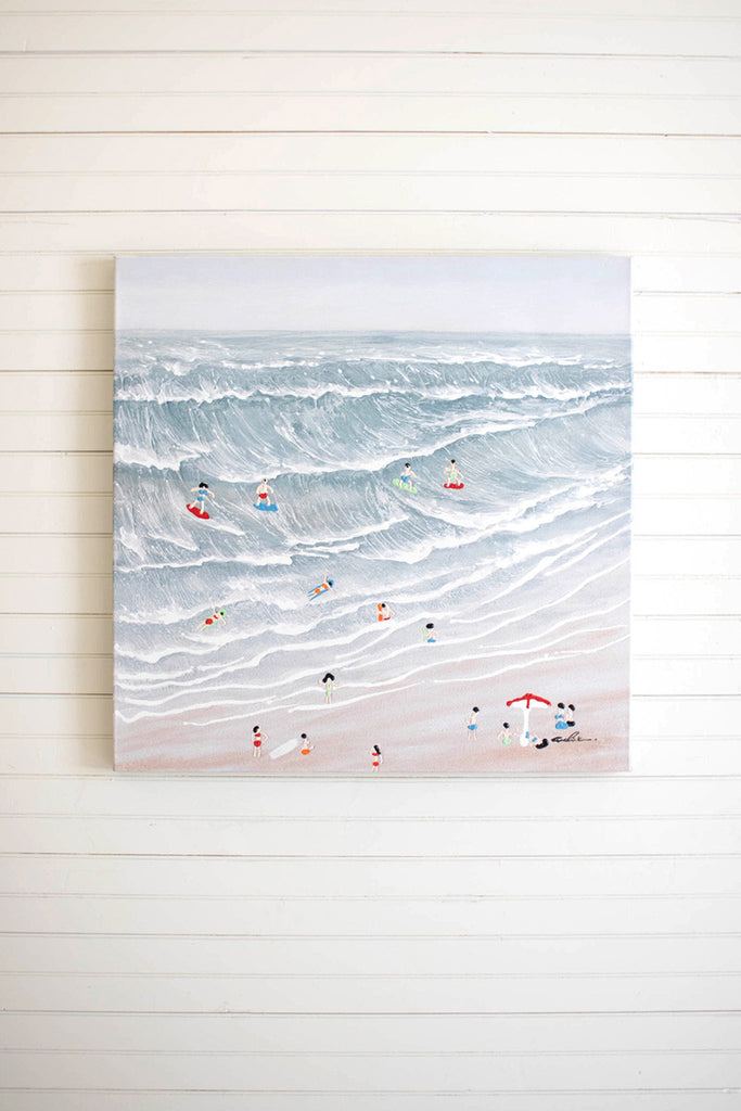 Beach with people oil painting - Bombay Mercantile