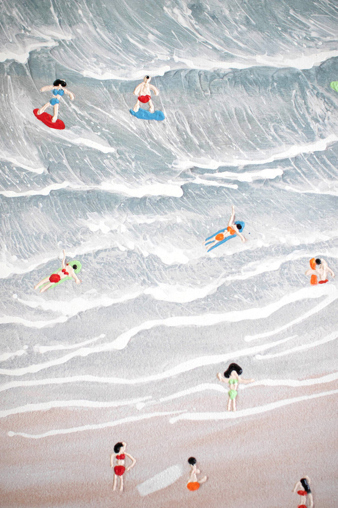 Beach with people oil painting - Bombay Mercantile