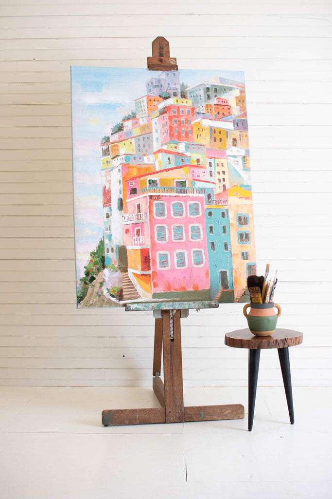 Colorful houses oil painting - Bombay Mercantile