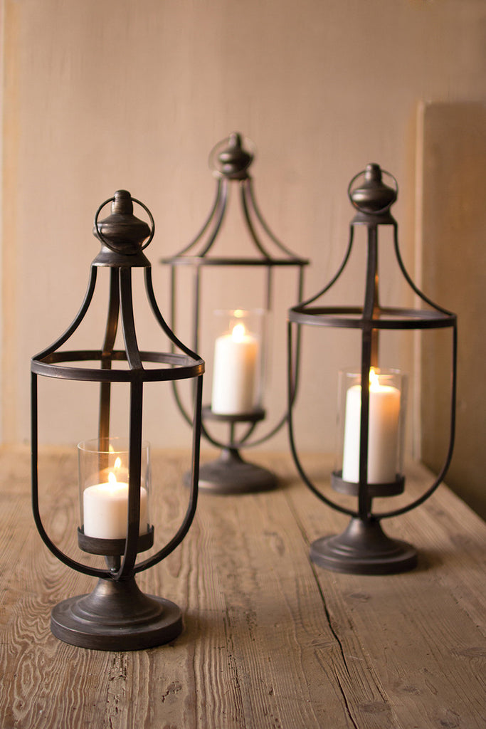 Metal lanterns with glass insert, set of 3 - The Nifty Decor