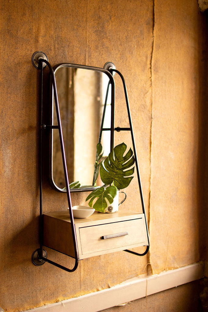 Metal wall mirror with drawer - The Nifty Decor